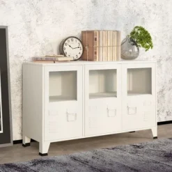 vidaXL Skåp>Skänk industriell 105x35x62 cm metall och glas