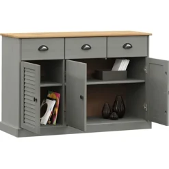 vidaXL Sideboards>Skänk med lådor VIGO 113x40x75 cm massiv furu