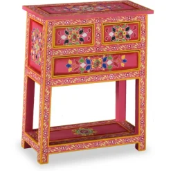 vidaXL Sideboards>Skänk med lådor massivt mangoträ handmålad