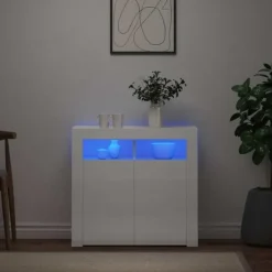 vidaXL Sideboards>Skänk med LED-belysning högglans 80x35x75 cm