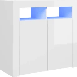 vidaXL Sideboards>Skänk med LED-belysning högglans 80x35x75 cm