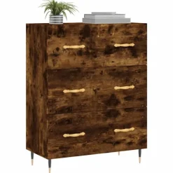 vidaXL Byråer>Skänk rökfärgad ek 69,5x34x90 cm konstruerat trä