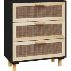 vidaXL Byråer>Skänk 60x30x70 cm massiv furu och naturlig rotting