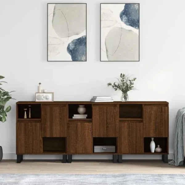 vidaXL Sideboards>Skänkar 3 st ek konstruerat trä