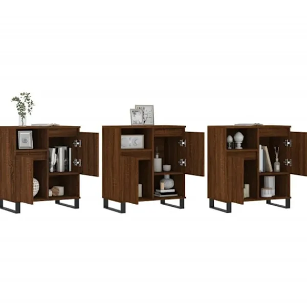 vidaXL Sideboards>Skänkar 3 st ek konstruerat trä