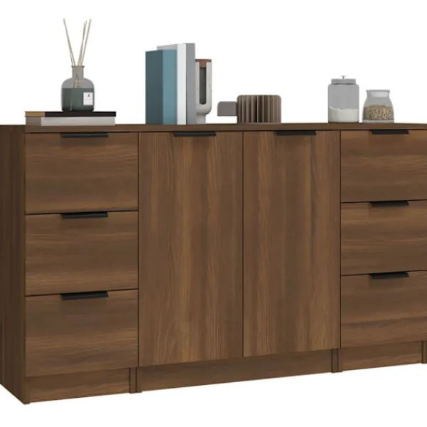 vidaXL Byråer>Skänkar 3 st ek konstruerat trä