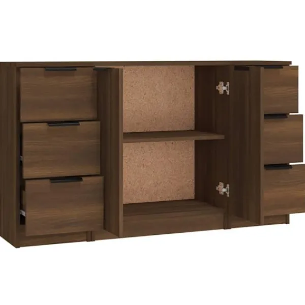 vidaXL Byråer>Skänkar 3 st ek konstruerat trä