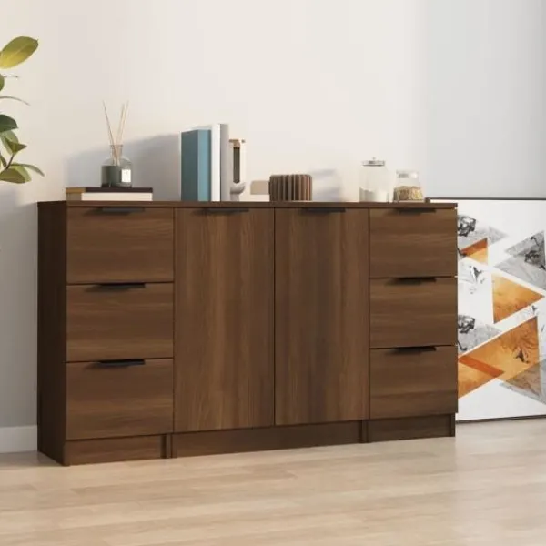 vidaXL Byråer>Skänkar 3 st ek konstruerat trä