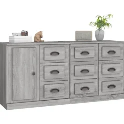 vidaXL Byråer>Skänkar 3 st sonoma konstruerat trä