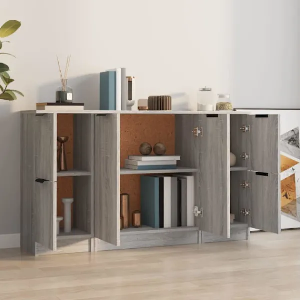 vidaXL Sideboards>Skänkar 3 st sonoma konstruerat trä