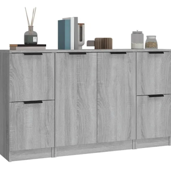 vidaXL Sideboards>Skänkar 3 st sonoma konstruerat trä