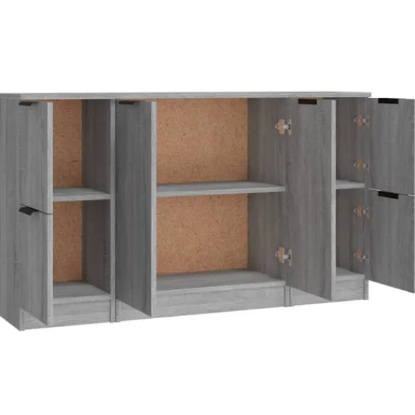 vidaXL Sideboards>Skänkar 3 st sonoma konstruerat trä