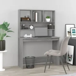 vidaXL Kontorsmöbler>Skrivbord med hyllor sonoma 102x45x148cm konstruerat trä