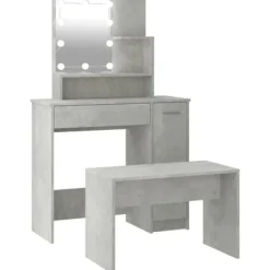 vidaXL Sminkbord>Sminkbord LED betong konstruerat trä