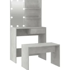 vidaXL Sminkbord>Sminkbord LED betong konstruerat trä