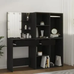 vidaXL Sminkbord>Sminkbord LED med skåp konstruerat trä Blå