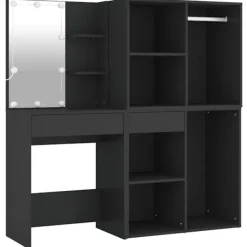 vidaXL Sminkbord>Sminkbord LED med skåp konstruerat trä Blå