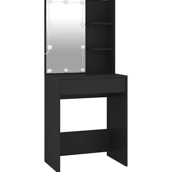 vidaXL Sminkbord>Sminkbord LED med skåp konstruerat trä