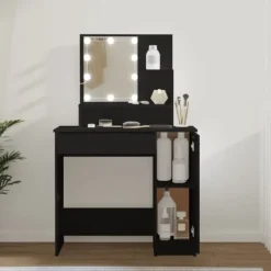 vidaXL Sminkbord>Sminkbord med LED 86,5x35x136 cm