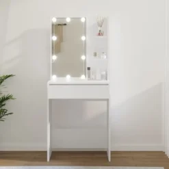 Sminkbord>vidaXL Sminkbord med LED Vit 60x40x140 cm
