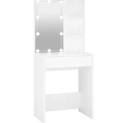 Sminkbord>vidaXL Sminkbord med LED Vit 60x40x140 cm