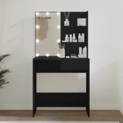 vidaXL Sminkbord>Sminkbord med LED 74,5x40x141 cm