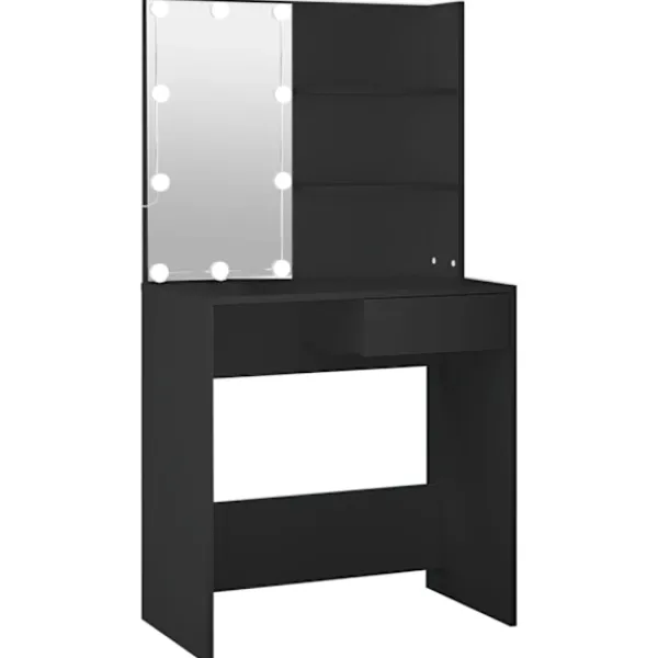 vidaXL Sminkbord>Sminkbord med LED 74,5x40x141 cm