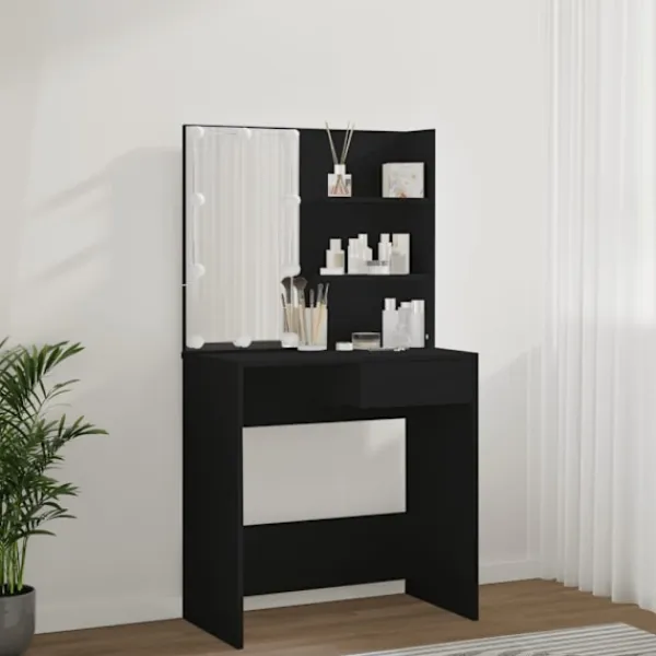 vidaXL Sminkbord>Sminkbord med LED 74,5x40x141 cm