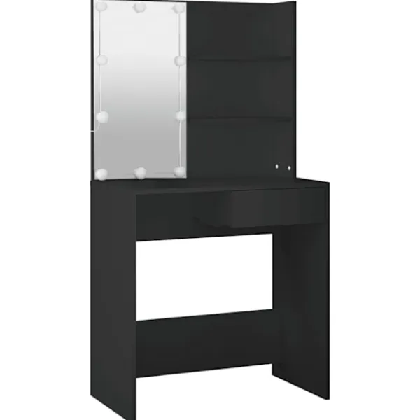 vidaXL Sminkbord>Sminkbord med LED 74,5x40x141 cm