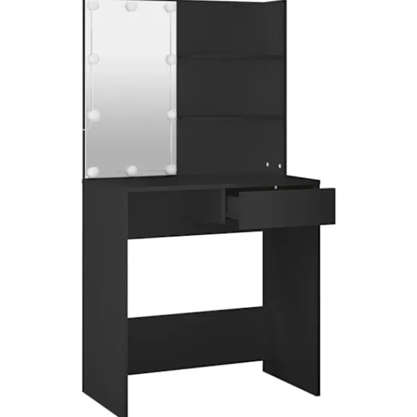 vidaXL Sminkbord>Sminkbord med LED 74,5x40x141 cm