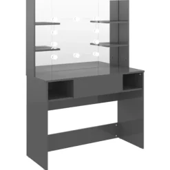 vidaXL Sminkbord>Sminkbord med LED-belysning 100x40x135 cm MDF