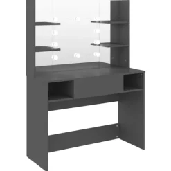 vidaXL Sminkbord>Sminkbord med LED-belysning 100x40x135 cm MDF