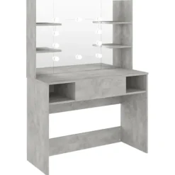 vidaXL Sminkbord>Sminkbord med LED-belysning 100x40x135 cm MDF betong