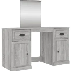 vidaXL Sminkbord>Sminkbord med spegel sonoma 130x50x132,5 cm