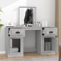 vidaXL Sminkbord>Sminkbord med spegel sonoma 130x50x132,5 cm