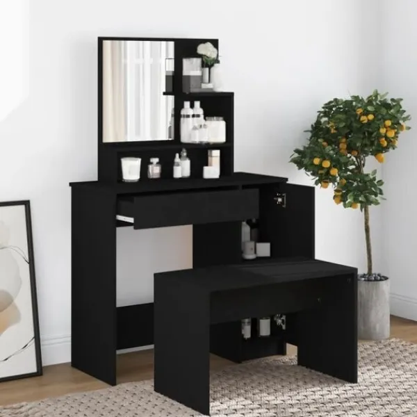 vidaXL Sminkbord>Sminkbord med spegel 86,5x35x136 cm