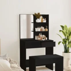 vidaXL Sminkbord>Sminkbord med spegel 74,5x40x141 cm