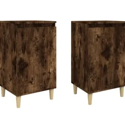 vidaXL Sängar>Sängbord 2 st rökfärgad 40x35x70 cm konstruerat trä Brun