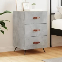 vidaXL Byråer>Sängbord betonggrå 40x40x66 cm konstruerat trä Grå