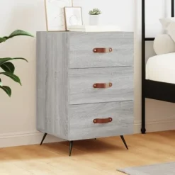 vidaXL Byråer>Sängbord grå sonoma- 40x40x66 cm konstruerat trä Grå