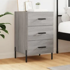 vidaXL Byråer>Sängbord grå sonoma- 40x40x66 cm konstruerat trä Grå