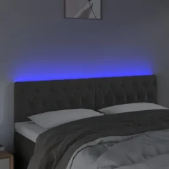 vidaXL Sängar>Sänggavel LED 160x7x78/88 cm sammet Grå