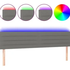 vidaXL Sängar>Sänggavel LED 180x5x78/88 cm tyg Grå