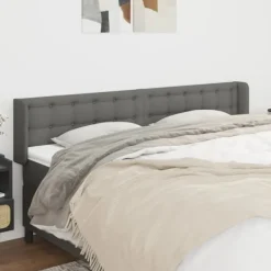 vidaXL Sängar>Sänggavel med kanter 163x16x78/88 cm tyg Grå