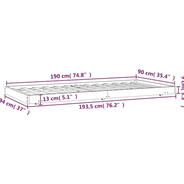 vidaXL Sängar>Sängram utan madrass 90x190 cm massiv furu