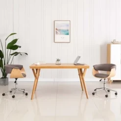 vidaXL Kontorsmöbler>Snurrbar kontorsstol taupe böjträ och tyg Taupe