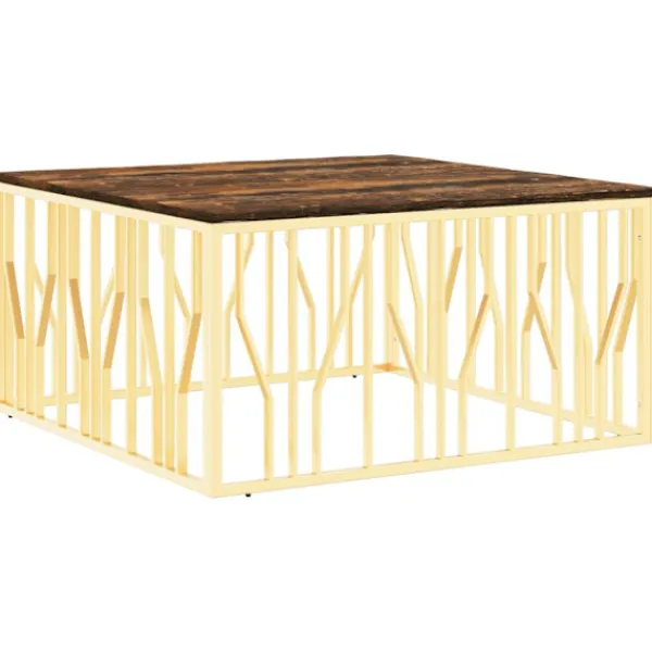 vidaXL Soffbord>Soffbord rostfritt stål och massivt återvunnet trä