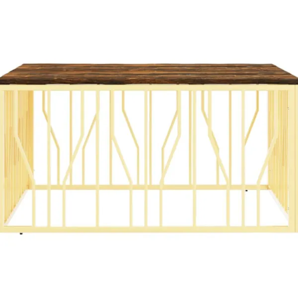 vidaXL Soffbord>Soffbord rostfritt stål och massivt återvunnet trä