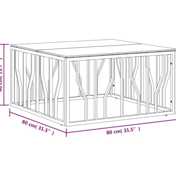 vidaXL Soffbord>Soffbord 80x80x40 cm rostfritt stål och glas