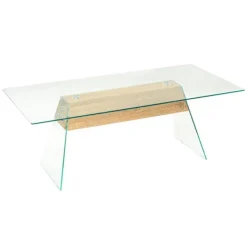 vidaXL Soffbord>Soffbord MDF och glas 110x55x40 cm ekfärgat